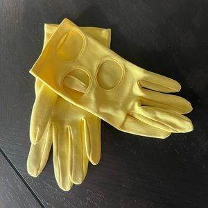 Ultra cool yellow neoprene driving gloves with cutout details
